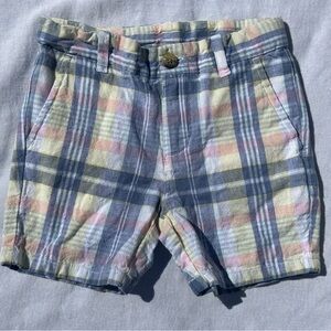 Janie & Jack Boys Pastel Plaid Cotton Shorts - Blue, Pink, Yellow. Size 3t